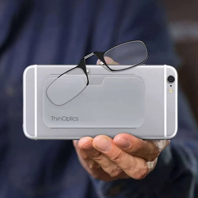 ثين أوبتيكس نظارات قراءة مستطيلة الشكل من ThinOptics Universal Pod، إطارات حمراء/حافظة بيضاء، 2 × + 2 - Image 3
